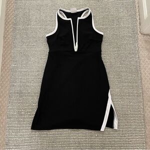 Black with white trim zip up fitness dress